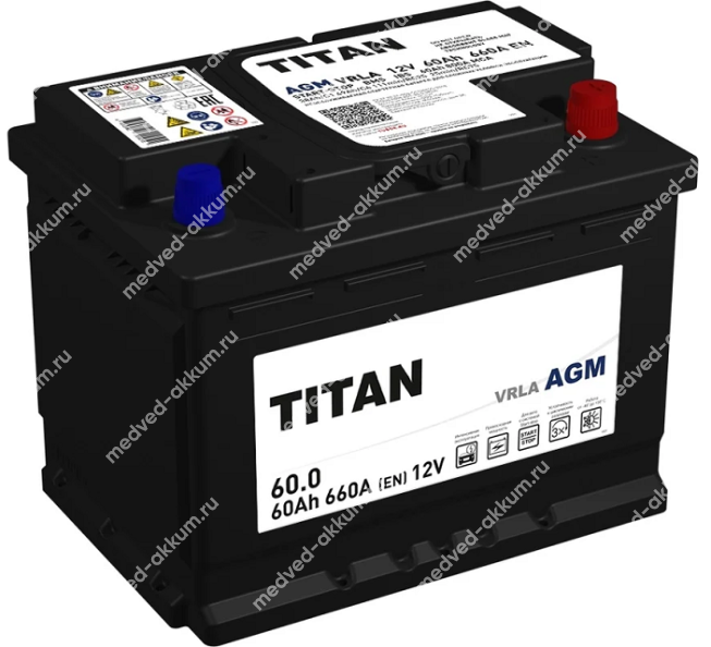 Titan AGM 60 Ач обр. L2