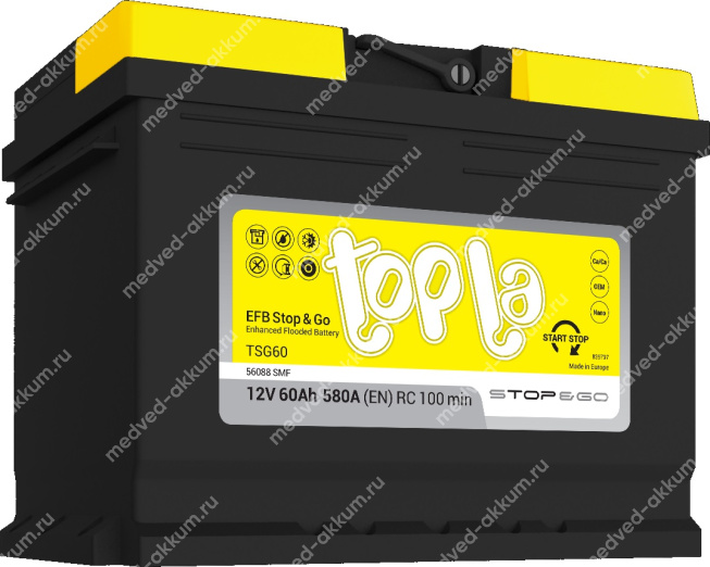 TOPLA EFB Stop&Go 60 Ач 56088 обр. L2