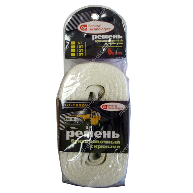 Трос буксировочный лента General Technologies с крюками GT-TR024 - 5т.