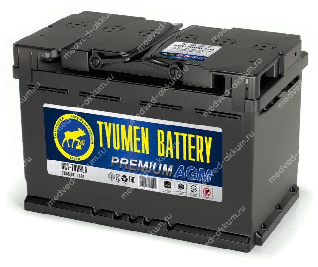 Тюмень Premium AGM 70 Ач обр. L3