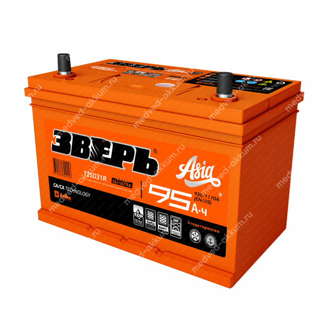 Зверь-Азия кальциевый 95 Ач пр. 125D31R