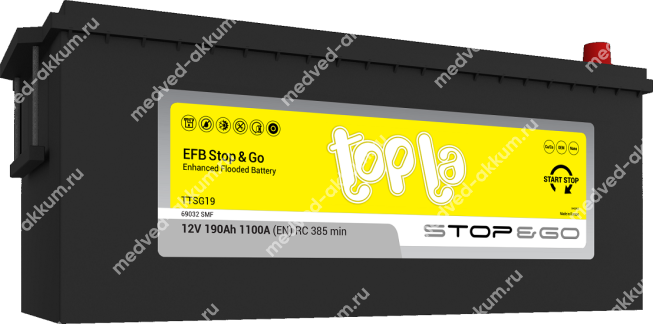 TOPLA Truck EFB Stop&Go 190 Ач евро B