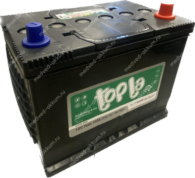 TOPLA AGM Stop&Go Asia 75 Ач обр. D26